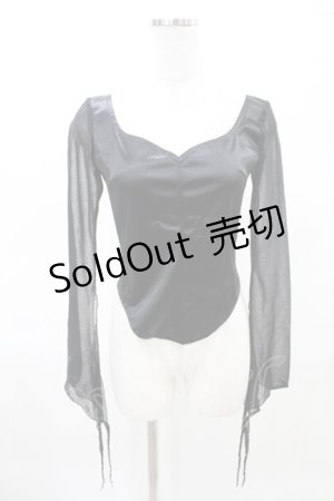 画像: STIGMATA / シアー袖サテントップス F 黒 H-25-04-13-024-GO-TO-KB-ZH