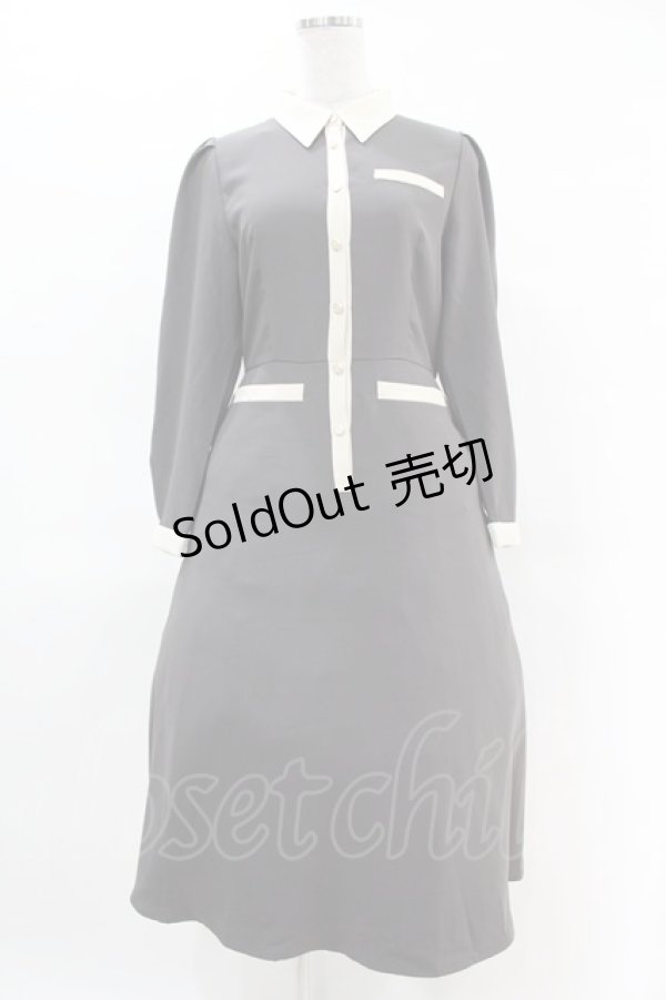 画像1: an another angelus / バイカラーレトロシャツワンピース Free CHARCOAL H-25-04-14-004-CA-OP-NS-ZH (1)