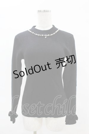 画像: axes femme / パールネックレス風リブニット M ブラック H-25-04-14-059-AX-TO-NS-ZH