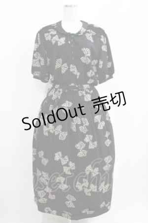 画像: KANEKO ISAO / リボンプリントワンピース Free ブラック H-25-04-14-1026-EL-OP-NS-ZH