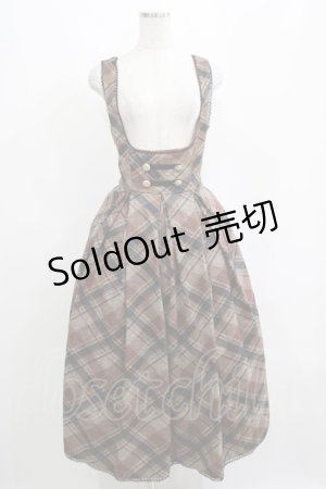 画像: Moluo Shuangzi（海外ロリータブランド） / チェックジャンパースカート M ブラウン H-25-04-14-1005-GO-OP-NS-ZH