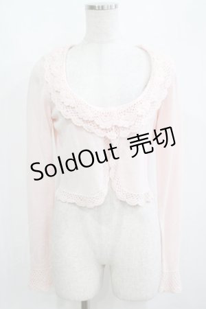 画像: Innocent World / パール付きカギ針ニットボレロ M ピンク H-25-04-14-1050-IW-TO-NS-ZH