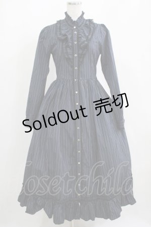 画像: Dear Celine / ストライプスタンドカラーワンピース M ネイビー H-25-04-14-1011-LO-OP-NS-ZH
