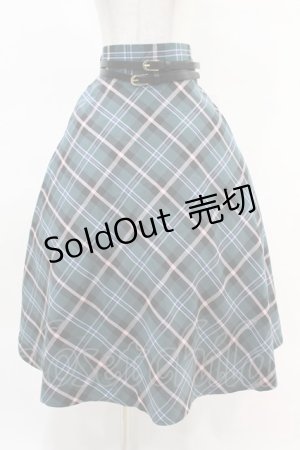 画像: an another angelus / ダブルベルト付きチェックフレアースカート Free BLUE GREEN H-25-04-14-015-CA-SK-NS-ZH