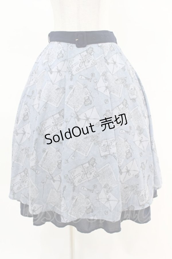 画像1: axes femme POETIQUE / プリュムプリントベルト付スカート M ブルーグレー H-25-04-14-018-AX-SK-NS-ZH (1)