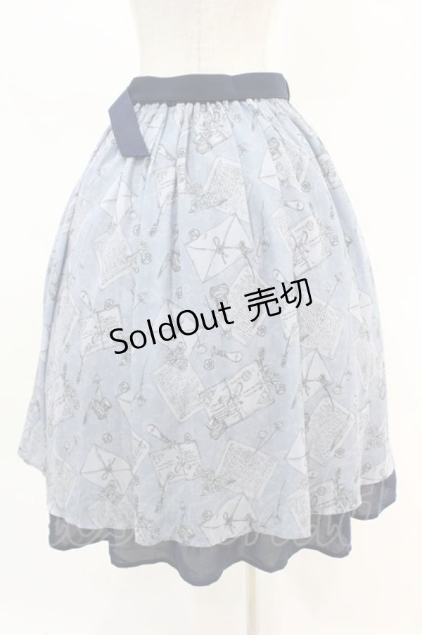 画像2: axes femme POETIQUE / プリュムプリントベルト付スカート M ブルーグレー H-25-04-14-018-AX-SK-NS-ZH (2)