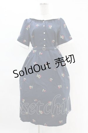 画像: axes femme / さくらんぼ刺繍ワンピース M ネイビー H-25-04-14-002-AX-OP-NS-ZH