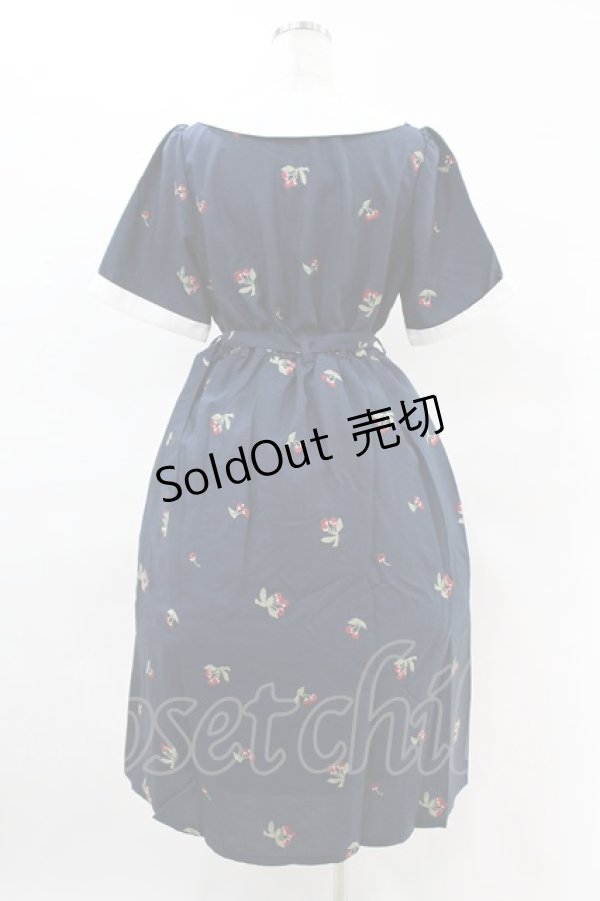 画像2: axes femme / さくらんぼ刺繍ワンピース M ネイビー H-25-04-14-002-AX-OP-NS-ZH (2)
