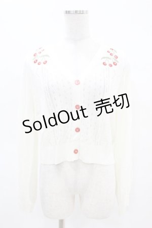 画像: axes femme POETIQUE / チェリー刺繍ニットカーディガン M オフ H-25-04-14-037-AX-TO-NS-ZH