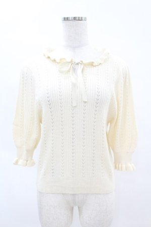 画像: F＆A / フロントリボン透かし編みニットプルオーバー Free IVORY H-25-04-14-040-0-TO-NS-ZH