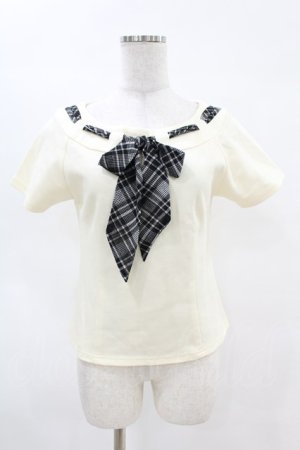 画像: an another angelus / チェックスカーフ付きカットトップス Free IVORY H-25-04-14-042-CA-TO-NS-ZH