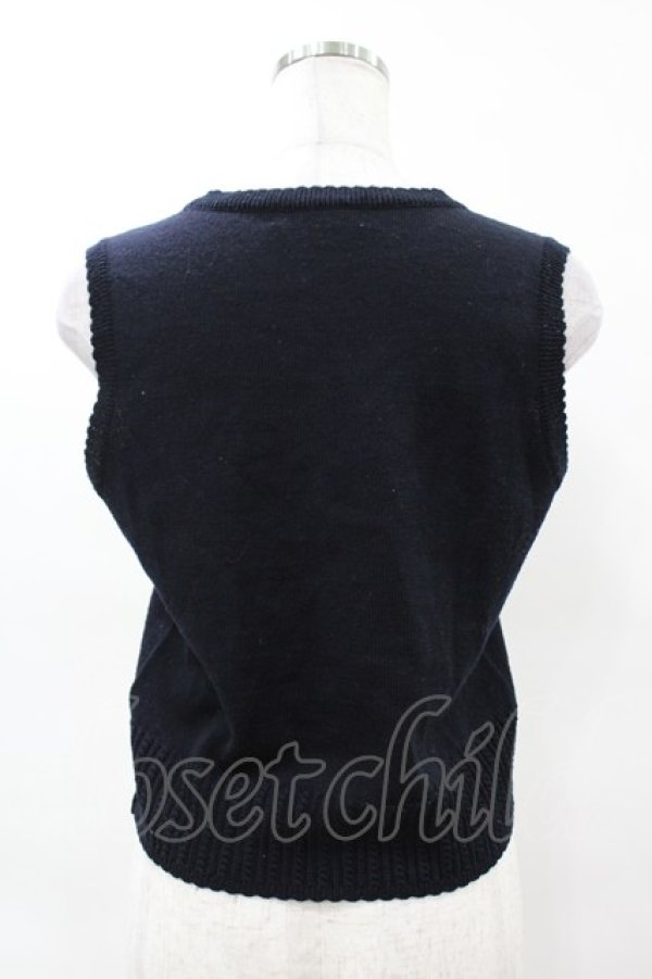 画像2: Jane Marple / ロゴ刺繍ベスト M ネイビー H-25-04-15-038-JM-TO-KB-ZH (2)