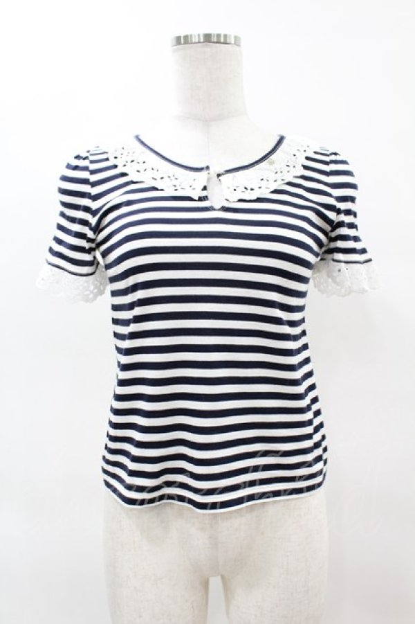 画像1: MILK / シトロンTee  ネイビー×ホワイトボーダー H-25-04-15-048-ML-TO-KB-ZH (1)