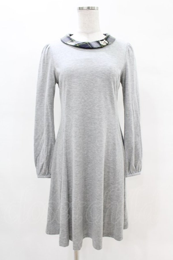 画像1: Franche Lippee / チェック襟カットソーワンピース FREE グレー H-25-04-15-1046-LO-OP-NS-ZH (1)