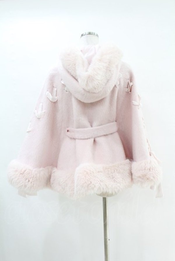 画像2: mellfy memory / Milky Sugar ribbon poncho コート M PINK H-25-04-15-1014-0-CO-NS-C042 (2)