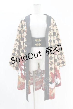 画像: metamorphose / 百花繚乱〜まほろばの舞〜着物風羽織り Free 深緋×カラシ H-25-04-15-1015-ME-JA-NS-ZH
