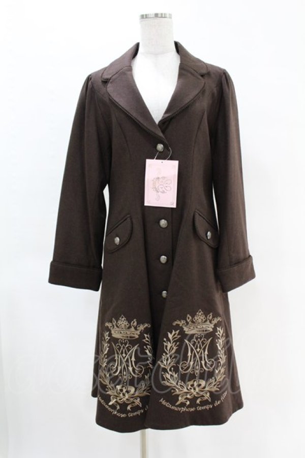画像1: metamorphose / クラウンエンブレム刺繍入りコート サイズ1 ブラウン H-25-04-15-1016-ME-CO-NS-ZT-C063 (1)