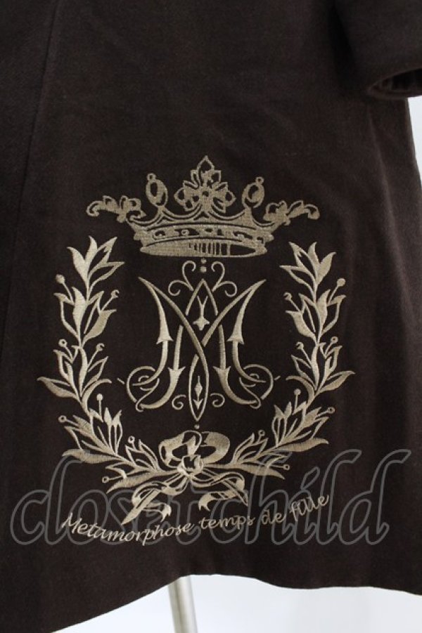 画像5: metamorphose / クラウンエンブレム刺繍入りコート サイズ1 ブラウン H-25-04-15-1016-ME-CO-NS-ZT-C063 (5)