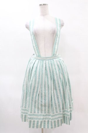 画像: Jane Marple / ピコットストライプサスペンダースカート M ミント H-25-04-15-030-JM-SK-KB-ZH