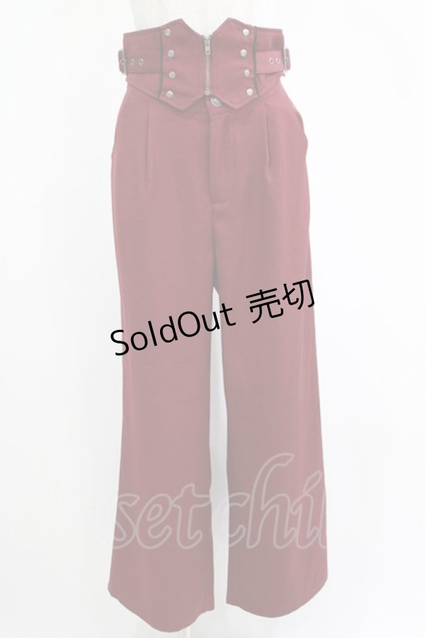 画像1: axes femme / コルセットベルトデザインパンツ M ワイン H-25-04-16-041-AX-PA-NS-ZH (1)