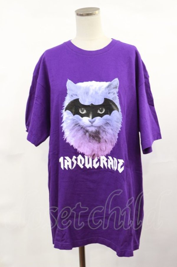 画像1: LISTEN FLAVOR / マスカレードキャットTシャツ  パープル H-25-04-16-1015-PU-TO-KB-ZH (1)