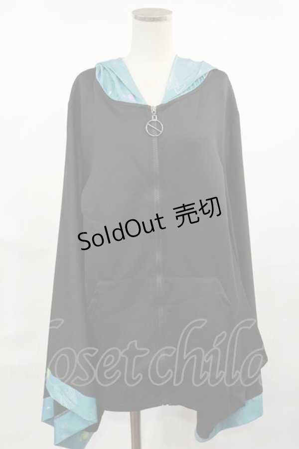 画像1: NieR Clothing / 着物風袖ZIPパーカー  黒 H-25-04-16-1030-PU-TO-KB-ZH (1)
