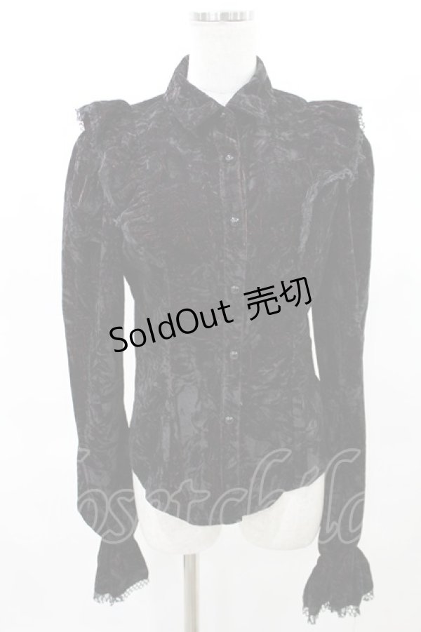 画像1: PUNK RAVE / Nightshade Womens Gothic Velvet Blouse  ボルドー×ブラック H-25-04-17-032-PU-BL-KB-ZH (1)