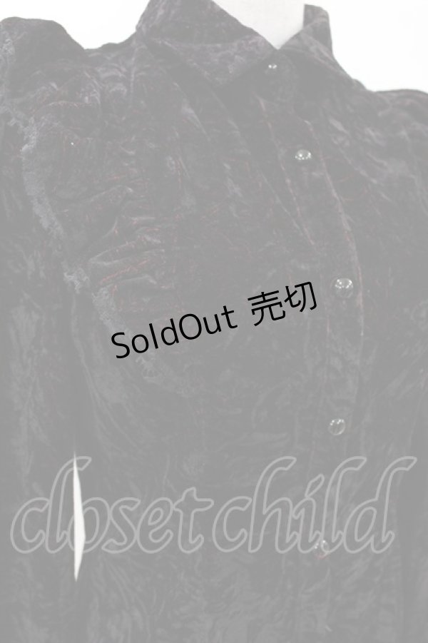 画像3: PUNK RAVE / Nightshade Womens Gothic Velvet Blouse  ボルドー×ブラック H-25-04-17-032-PU-BL-KB-ZH (3)