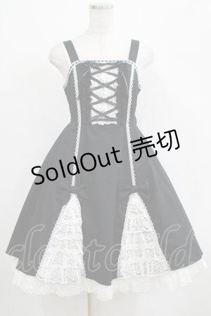 画像: Angelic Pretty / レースアップ裾フリルジャンパースカート Free ブラック H-25-04-17-1005-AP-OP-NS-ZH
