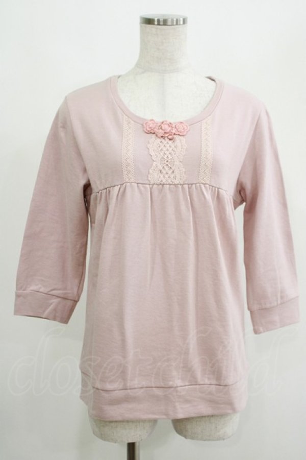 画像1: PINK HOUSE / フラワーモチーフトップス L ピンク H-25-04-17-1052-LO-TO-NS-ZH (1)