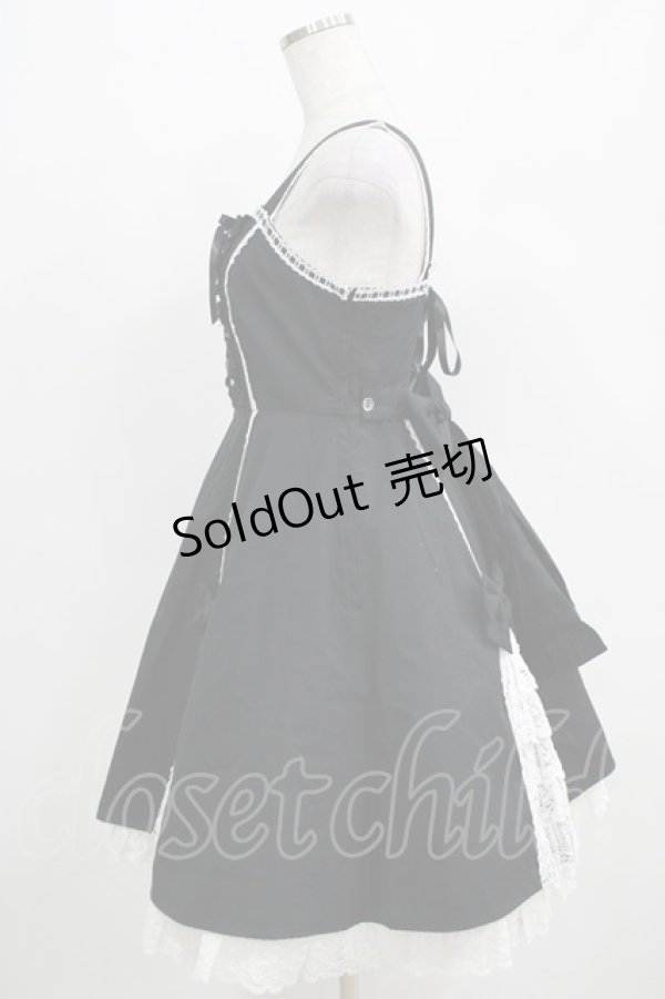 画像2: Angelic Pretty / レースアップ裾フリルジャンパースカート Free ブラック H-25-04-17-1005-AP-OP-NS-ZH (2)