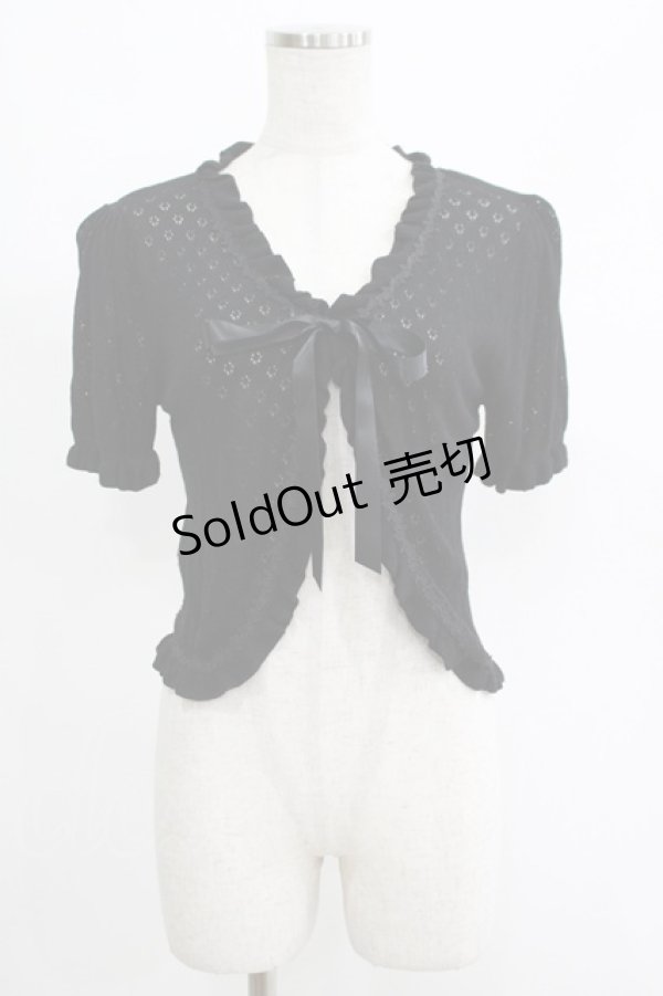 画像1: axes femme POETIQUE / 透かし編み半袖ボレロ M ブラック H-25-04-17-1055-AX-TO-NS-ZH (1)