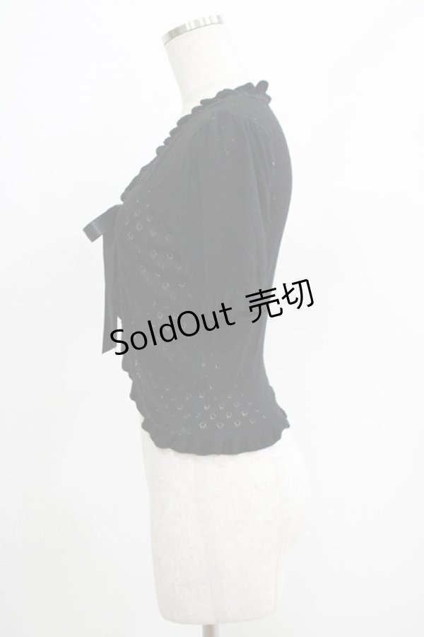画像2: axes femme POETIQUE / 透かし編み半袖ボレロ M ブラック H-25-04-17-1055-AX-TO-NS-ZH (2)