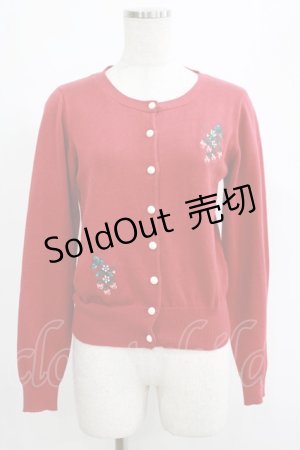 画像: Fi.n.t / 野イチゴ刺繍ニットカーディガン FREE レッド H-25-04-17-1056-CA-TO-NS-ZH