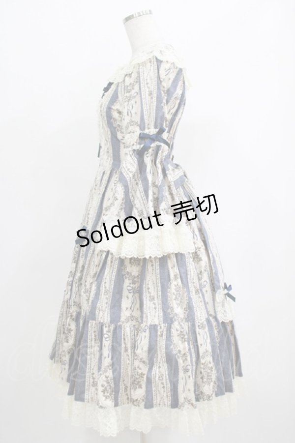 画像2: metamorphose / アンティークブーケ姫袖ワンピース サイズ1 クラシックブルー H-25-04-17-1001-ME-OP-NS-ZH (2)