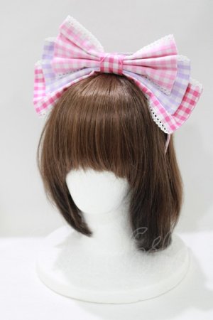 画像: Angelic Pretty / ギンガム配色リボンカチューシャ  ピンク/ラベンダー H-25-04-17-1077-AP-AC-NS-ZH