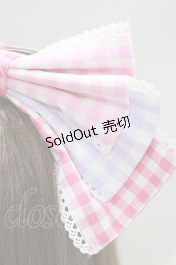 画像2: Angelic Pretty / ギンガム配色リボンカチューシャ  ピンク/ラベンダー H-25-04-17-1077-AP-AC-NS-ZH (2)