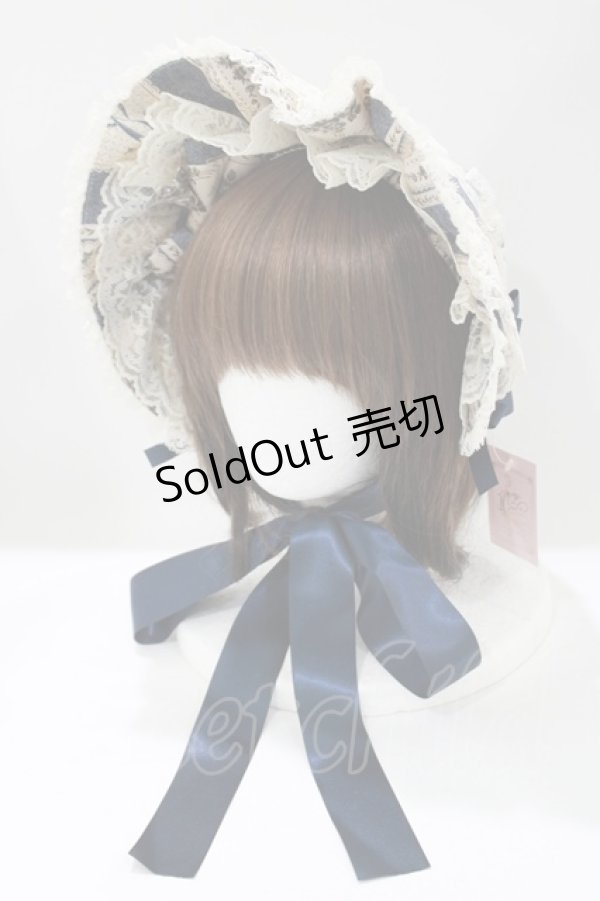 画像1: metamorphose / アンティークブーケボンネット  クラシックブルー H-25-04-17-1079-ME-AC-NS-ZH (1)