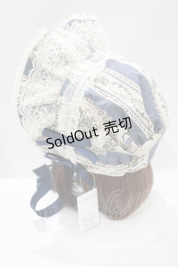 画像2: metamorphose / アンティークブーケボンネット  クラシックブルー H-25-04-17-1079-ME-AC-NS-ZH (2)