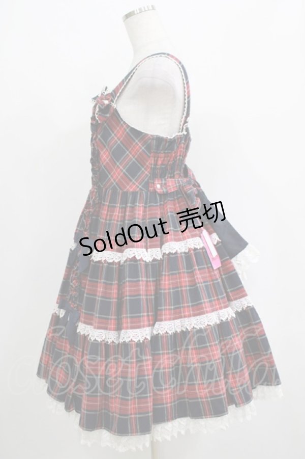 画像2: Angelic Pretty / タータンチェック肩リボンジャンパースカート Free ネイビー H-25-04-17-1007-AP-OP-NS-ZH (2)