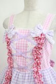画像4: Angelic Pretty / ギンガム配色肩リボンジャンパースカート Free ピンク/ラベンダー H-25-04-17-1009-AP-OP-NS-ZH (4)