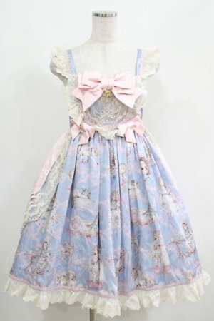 画像: Lullaby（海外ロリータブランド） / Antique Doll Wallジャンパースカートセット M サックス H-25-04-17-1010-GO-OP-NS-ZH