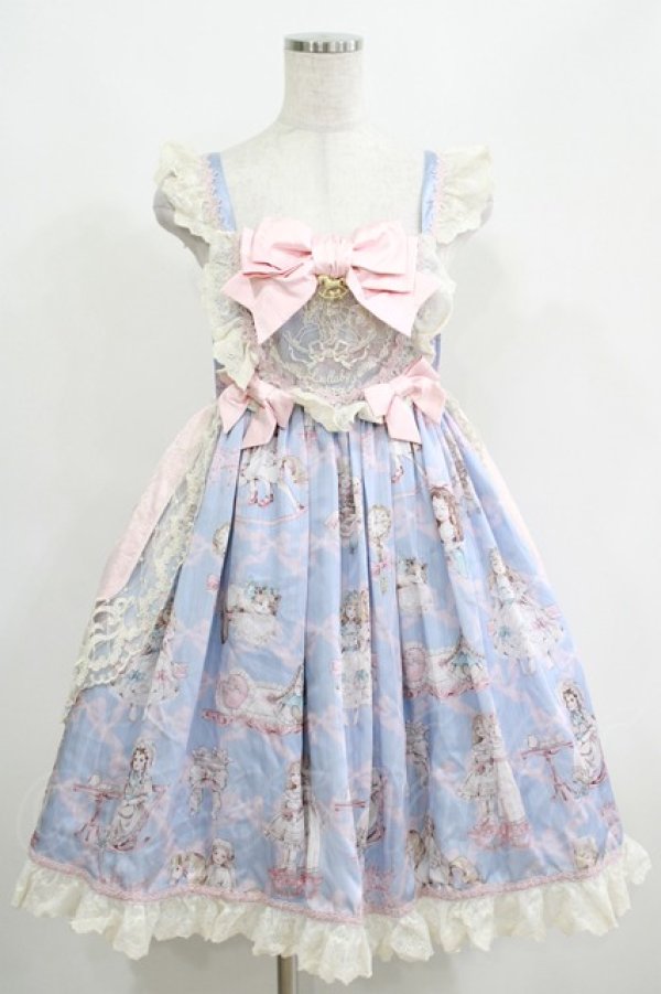 画像1: Lullaby（海外ロリータブランド） / Antique Doll Wallジャンパースカートセット M サックス H-25-04-17-1010-GO-OP-NS-ZH (1)