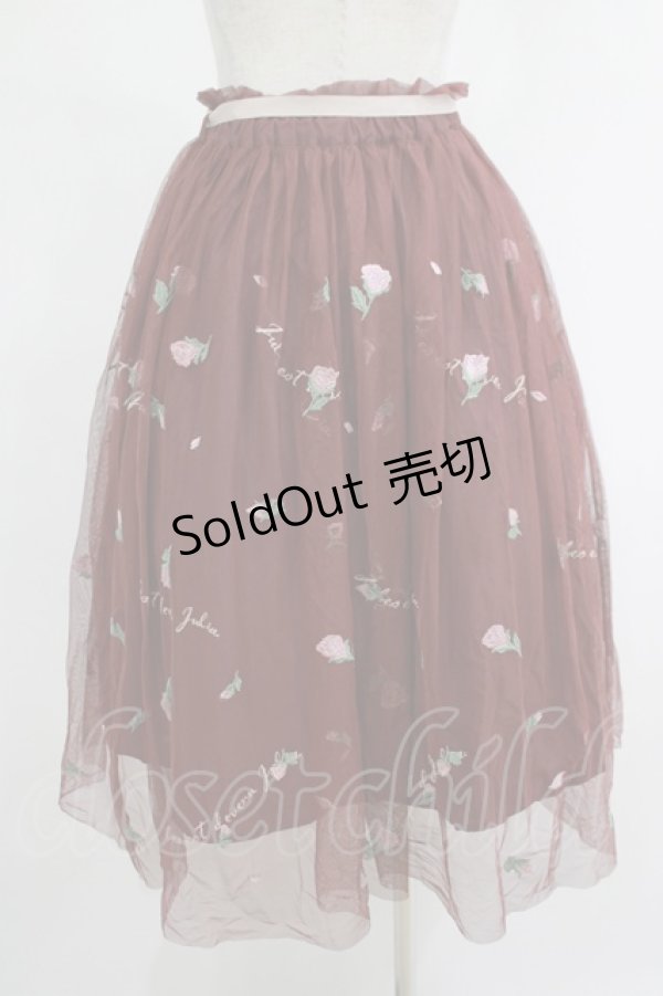 画像3: an another angelus / フラワーロゴ刺繍チュールスカート Free Bordeaux H-25-04-17-1025-CA-SK-NS-ZH (3)