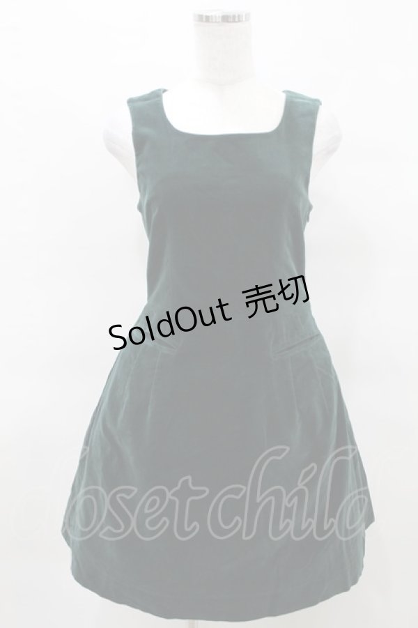 画像1: Jane Marple / ベルベットスクエアドレス M グリーン H-25-10-20-005-JM-OP-KB-ZH (1)