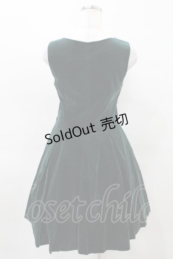 画像2: Jane Marple / ベルベットスクエアドレス M グリーン H-25-10-20-005-JM-OP-KB-ZH (2)