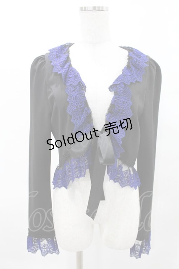 画像1: Moi-meme-Moitie / コフィンレースカットソーボレロ  黒×青 H-25-07-17-1010-MO-TO-KB-ZH (1)