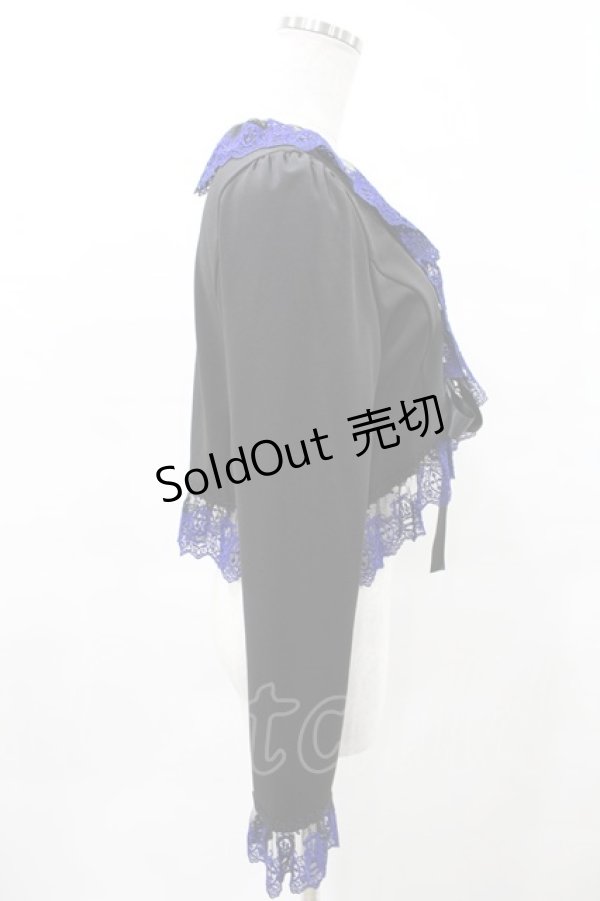 画像2: Moi-meme-Moitie / コフィンレースカットソーボレロ  黒×青 H-25-07-17-1010-MO-TO-KB-ZH (2)