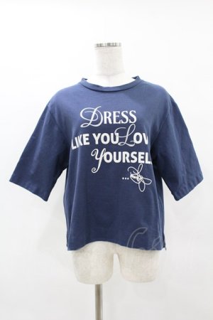画像: Jane Marple Dans Le Salon / Theme print side zip T-shirt  navy H-25-04-18-045-JM-TO-KB-ZH
