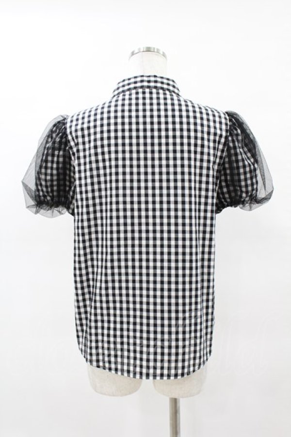 画像2: Candy Stripper / TULLE PUFF GINGHAM SHIRT 2 黒 H-25-04-18-051-PU-BL-KB-ZH (2)